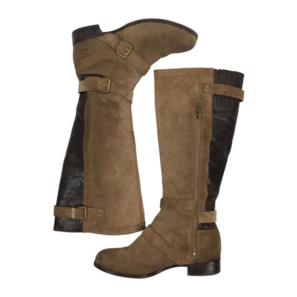 UGG Australia Cydnee Tall Riding Boots Womens 8 UK 6.5 EU 39 Brown Suede Leather - Picture 4 of 14